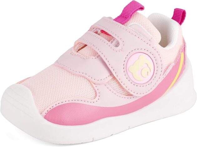 Baby Boys Girls First Walking Shoes Toddlers Breathable Mesh Pre Walker Trainers with Anti-Slip Rubber Sole