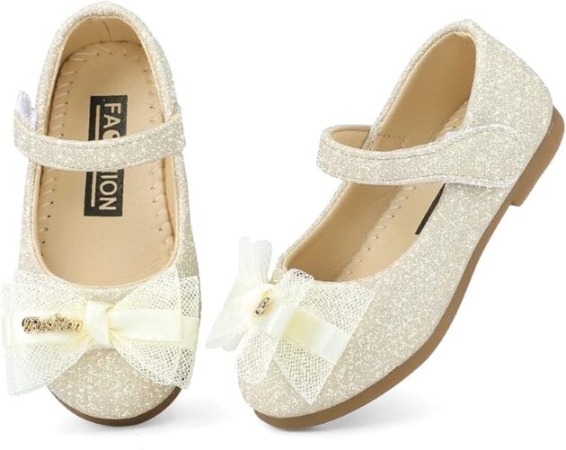 Girls Party Wedding Shoes Mary Jane Ballet Dress Flat with Bow for 2-7 Years Toddlers Kids - Image 3