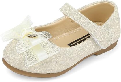 Girls Party Wedding Shoes Mary Jane Ballet Dress Flat with Bow for 2-7 Years Toddlers Kids
