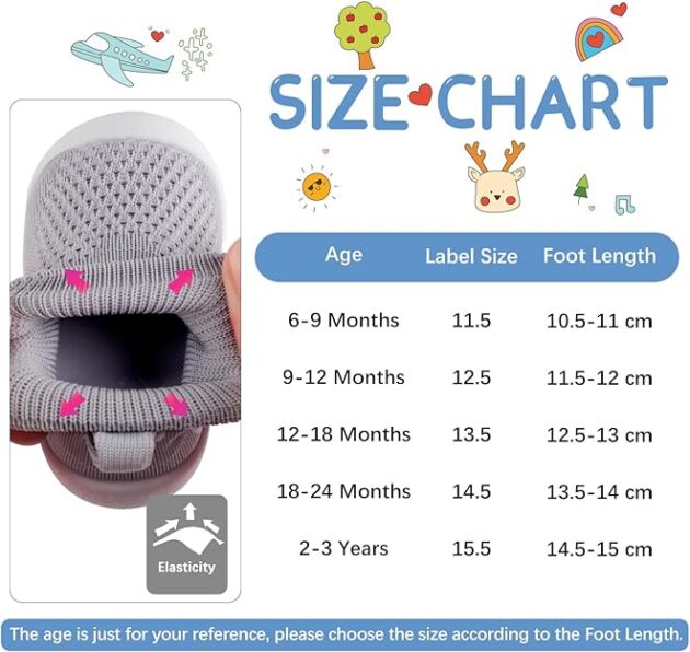 Baby Shoes Boys Girls Sock Shoes Toddlers Pre Walkers First Walking Shoes with Anti Slip Rubber Sole - Image 2