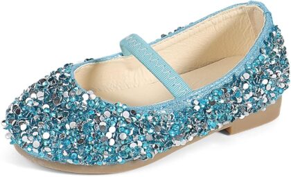 Girls Party Wedding Shoes Mary Jane Ballet Dress Flat with Bow for 2-7 Years Toddlers Kids
